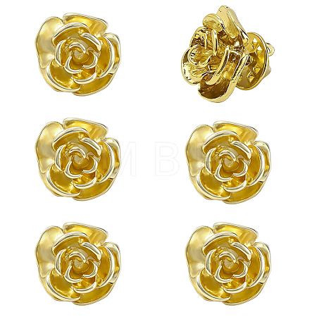 6Pcs Rose Flower Alloy Lapel Pin Backs for Backpack Clothes JEWB-FH0002-97G-1