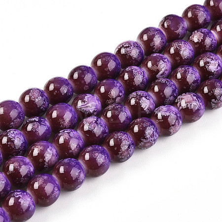 Baking Paint Glass Beads Strands DGLA-N008-8mm-03-1