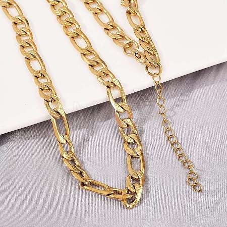 6MM 304 Stainless Steel Figaro Chain Necklaces for Women NJEW-G177-02G-1