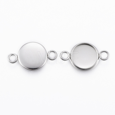 Non-Tarnish 304 Stainless Steel Cabochon Connector Settings X-STAS-E146-19P-10mm-1