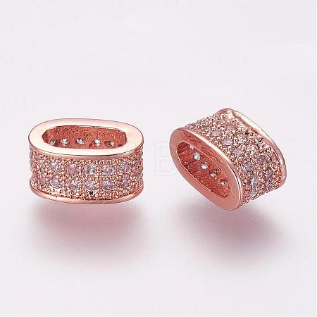 Brass Micro Pave Cubic Zirconia Slide Charms ZIRC-G091-58RG-1