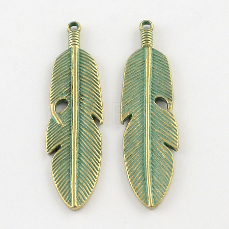 Zinc Alloy Banana Leaf Big Pendants PALLOY-R065-062-FF-1