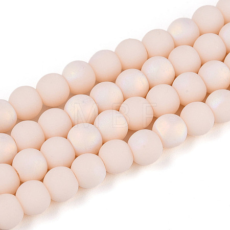Frosted Opaque Glass Beads Strands GLAA-T032-P6mm-MBB09-1