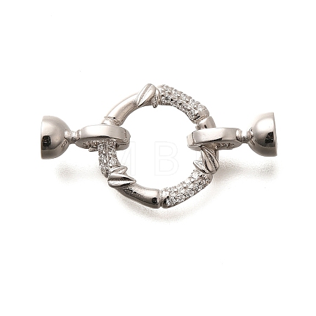 925 Sterling Silver Micro Pave Clear Cubic Zirconia Fold Over Clasps STER-B006-06P-1