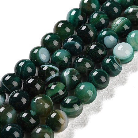 Natural Striped Agate/Banded Agate Beads Strands G-Z060-A01-C22-1