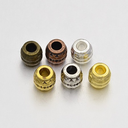 Tibetan Style Large Hole Barrel European Beads TIBEB-X0045-RS-1