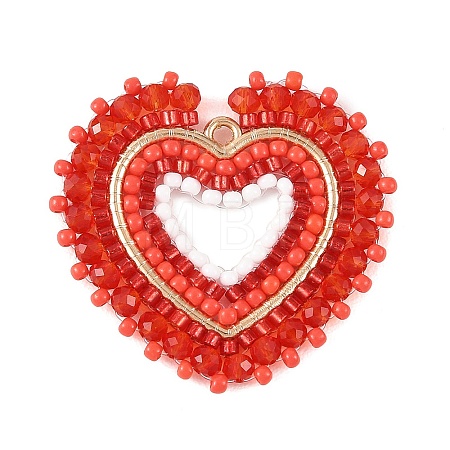 Glass Seed Beaded Pendants PALLOY-MZ01385-02-1