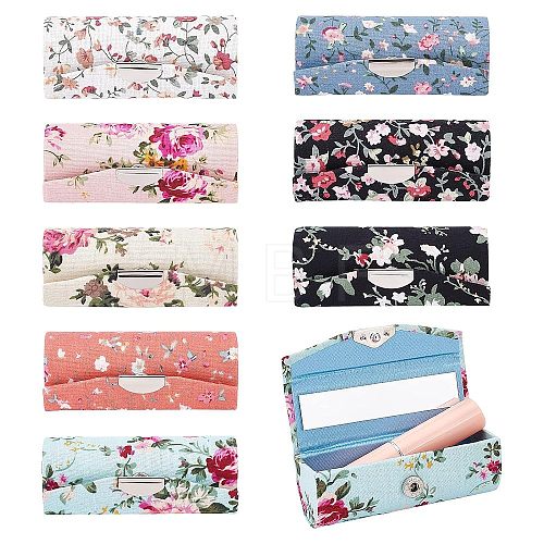 8Pcs 8 Colors Retro Cloth Embroidered Lipstick Storage Case CON-CA0001-008-1