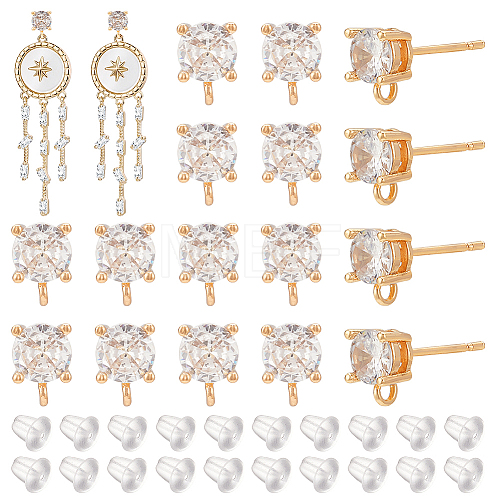 20Pcs Brass Stud Earring Findings KK-BC0009-64-1