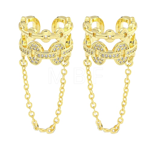 Brass Micro Pave Cubic Zirconia Cuff Earrings EJEW-C104-016G-1