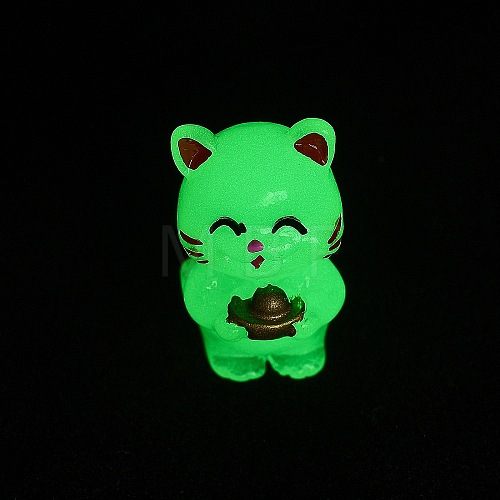 Luminous Resin Lucky Cat Display Decorations DJEW-P020-01C-1