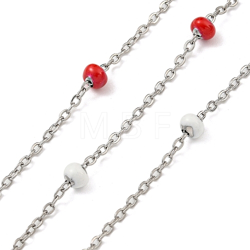 304 Stainless Steel Enamel Link Chains AJEW-Z028-09P-08-1