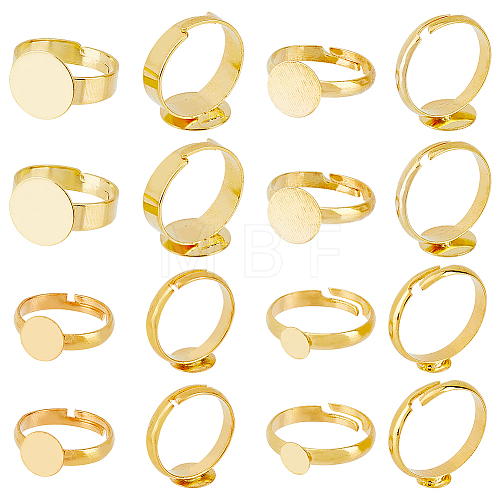 80Pcs 4 Style Brass Pad Ring Base Findings FIND-HY0001-08G-1