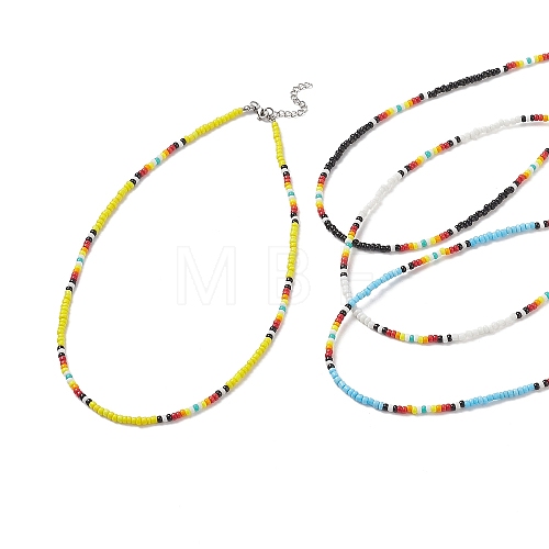 4Pcs 4 Color Glass Seed Beaded Necklaces Set for Women NJEW-TA00053-1