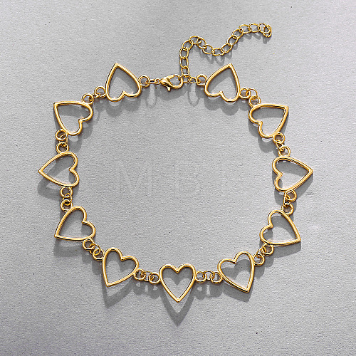 Alloy Heart Link Chain Choker Necklaces for Women WG1A4F2-02-1